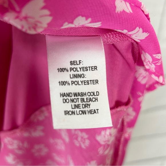 Lulus Cornelia Fuchsia Pink Floral Print Ruffled Wrap Midi Dress size M - Picture 7 of 8